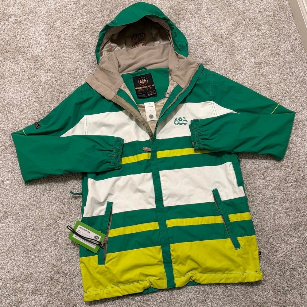 NWT 686 Six Eight Six Smarty Jacket | Green White Yellow Colorblock | Medium